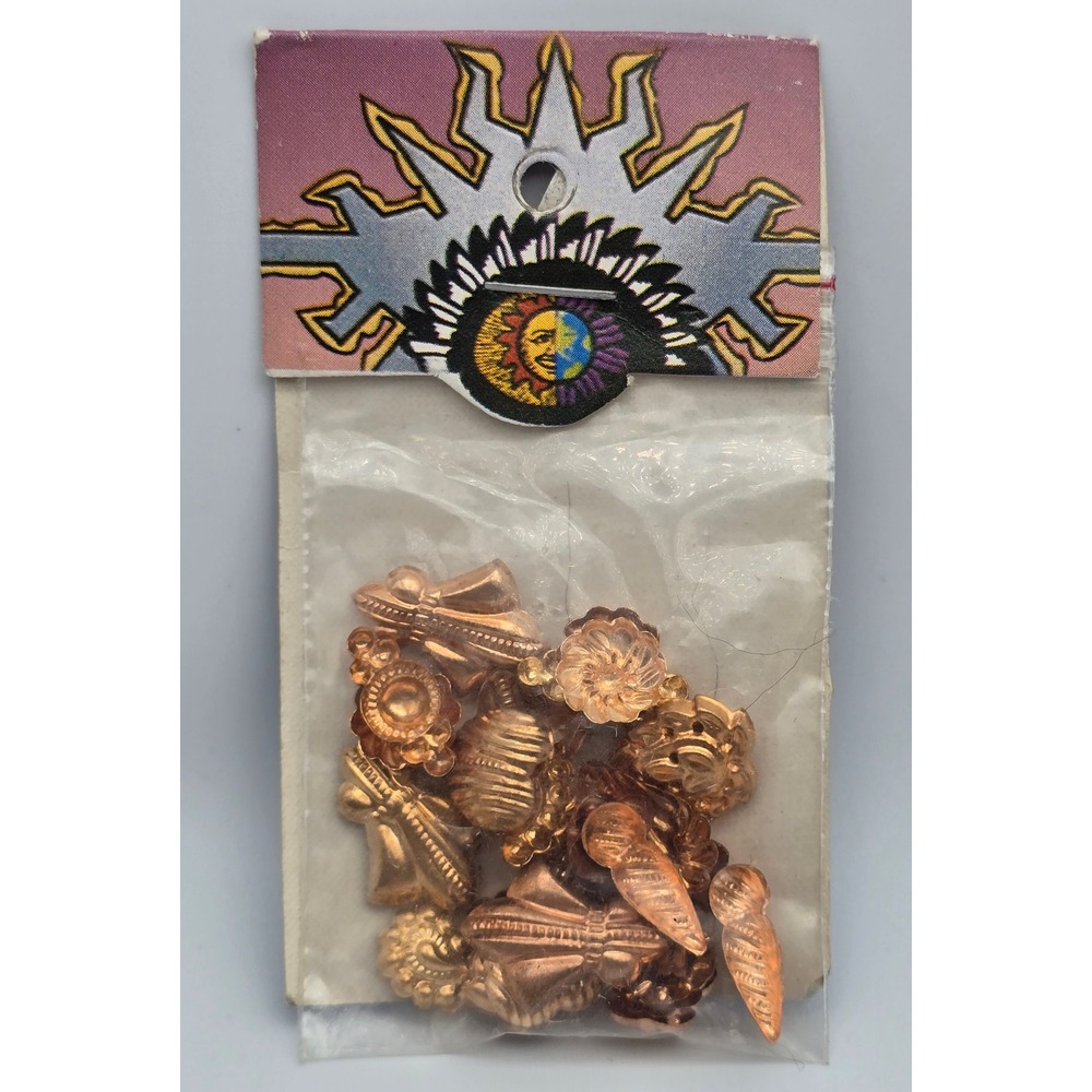 Vintage Tandy‎ Leather Crafts Mini Metal Charms Copper Tone DIY Celestial Boho